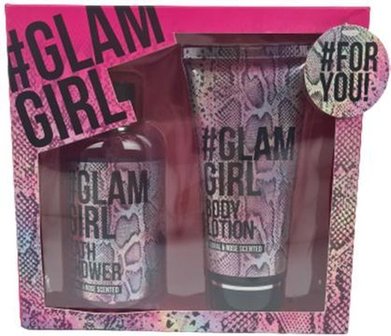 Glam Girl Gift Set - Badschuim &amp; Bodylotion - Bloemen / Rozengeur - 300 &amp; 180 ml