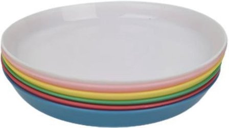 Kinder borden / bordjes BOBBY - Multicolor - Kunststof - Set van 6 - Kinderservies