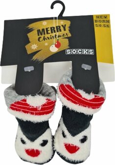 Kerst Pinguin Babysokken - Baby Sokken - Newborn - Sokjes - Babysokjes - Babysokken - 0-6 maanden - 1 paar