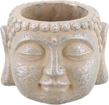 Boeddha Bloempot - Zilver / Grijs - Cement - 12 x 12 x 9 cm