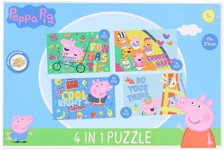 Peppa Pig 4 in 1 puzzel - Multicolor - Karton - 19 x 29 cm - 3+