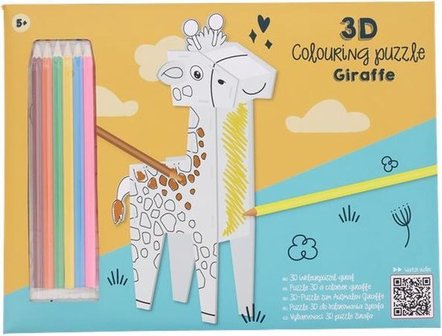 Kleurpuzzels met kleurpotloden - Giraf - Kinderen - Puzzel Kleurplaat &ndash; 3D &ndash; 17x27x10 cm