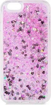Iphone 7 Telefoonhoesje - Hard Case - Roze Glitter Hartjes