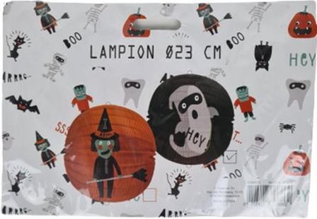 Halloween lampion Spook - Zwart / Grijs - Papier - &Oslash; 23 cm