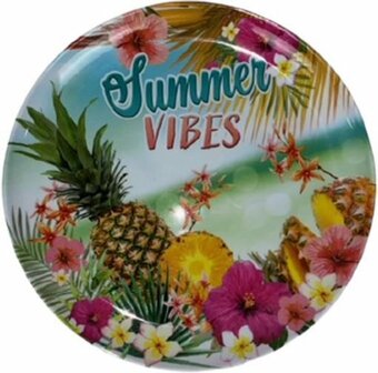 Bord &#039;&#039; Summer vibes &#039;&#039; - Multicolor - Melamine - &Oslash; 25 cm - Set van 2