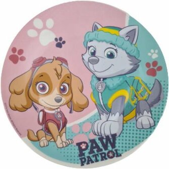 Paw Patrol Bordje - Roze / Blauw - Kinderservies - Kinderbord - Keramiek - &Oslash; 20 cm