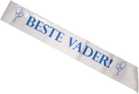 Beste Vader Sjerp - Wit / Blauw - Polyester - 144 x 11 cm - 1 stk - Vaderdag - Decoratie