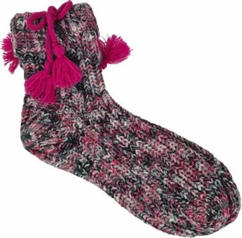 Gebreide warme sokken met strik - Dames - Roze - Maat 36-41