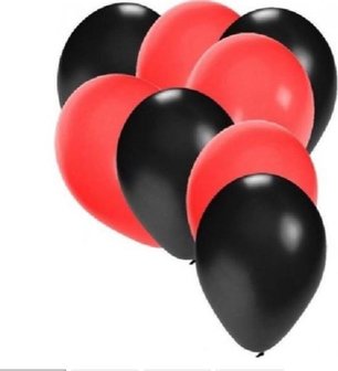 Ballonnen - Zwart / Rood - 12 stuks - 6x Zwart 6x Rood - Knoopballonnen - Halloween - Party ballonnen