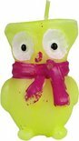 Uilen Kaars - Multicolor - Wax - h 8 cm -Set van 2 - Assorti 5