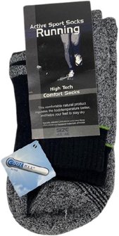 Actieve outdoor sokken running - Rensokken - Hardloop sokken - High Tech comfortsokken - Zwart / Grijs met groene streep - Maat