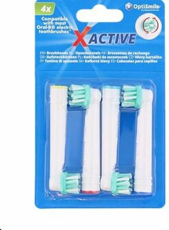 Xactive - Opzetborstel voor Oral-B - Elektrische tandborstel - Opzetborstels - Wit / Multicolor onderkant - 4 stuks -