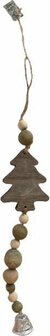 Kersthanger - Met belletje - Kerstboom - Multicolor - Hout / Metaal - h 38 cm