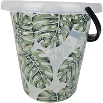 Huishoud emmer met planten print NANA - Groen / Multicolor - Kunststof - 12 L