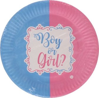 Boy Or Girl Bordjes - Roze / Blauw - Gender Reveal Party - Karton - 8 stuks
