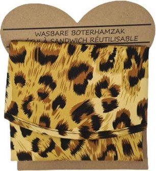 Wasbare Boterhamzak panterprint - Herbruikbaar - Bruin / Zwart - Katoen - &Oslash; 36 cm