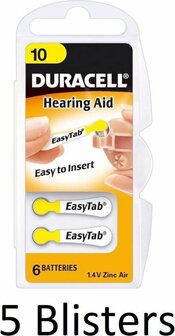 30 Stuks (5 Blisters a 6 st) Duracell Hearing Aid DA10 1.4V niet-oplaadbare batterij