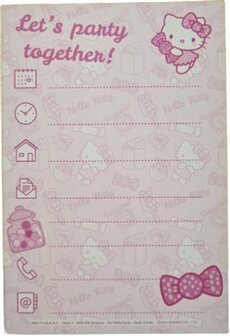 Hello Kitty uitnodiging kaarten meisjes - Geel / Multicolor - Karton / Papier - 10 x 15 cm - Set van 5