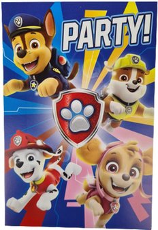 Paw Patrol uitnodiging kaarten jongens - Blauw / Multicolor - Karton / Papier - 10 x 15 cm - Set van 5