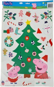 Peppa Pig Kerst Raamstickers - Multicolor - Kerstboom - Kunststof - 44 x 29 cm