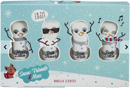 Snow Friends &amp; Max Cadeau Pakket - Vanille - Verwen Pakket - Verjaardag - Kerst - Kado - Set van 4x 100ml