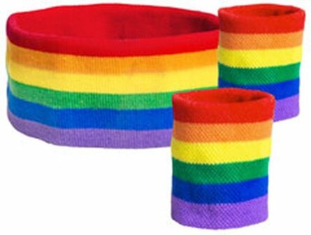 Zweetband Set - Regenboog - Polyester - Onesize - LGBTQ+