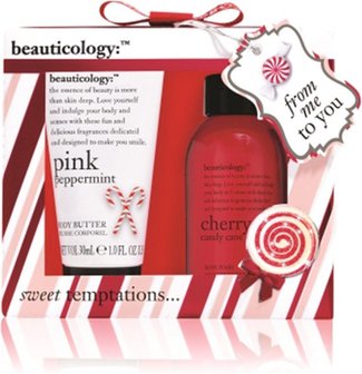 Beauticology Gift Set - Sweet Tamptations - Rood / Wit - Peppermint &amp; Cherry - Kerst - Body Wash 30ml &amp; Body Butter 50 