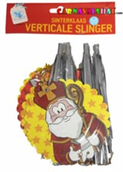 Sinterklaas Verticale Slinger - Zilver / Geel / Rood - Karton - 1.4 Meter