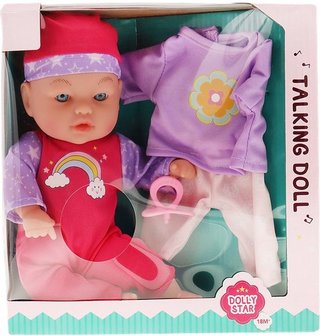 Dolly Star Pratende Pop - Kinderspeelgoed - Roze / Paars - Vanaf 18 maanden