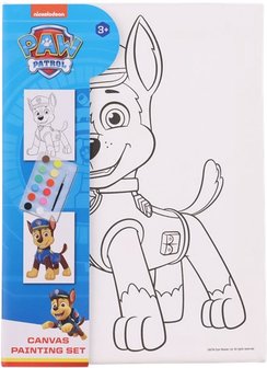 Paw Patrol schilderset - Chase- Canvas - 18 x 25 cm - Vanaf 3 jaar