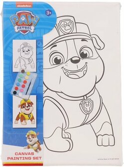 Paw Patrol schilderset - Rubble - Canvas - 18 x 25 cm - Vanaf 3 jaar