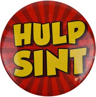 Hulp Sint Button - Rood / Geel - Sinterklaas - Metaal - &Oslash; 6 cm