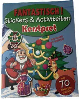 Kerstpret - Sticker &amp; Activiteiten Boek - Multicolor - Papier - Met Puzzels en Spelletjes - 70 Stickers - Kerst - 22 x 28 c
