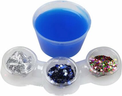 Schlijm met decoratie - Kinderspeelgoed - Blauw - Glitters - Cadeau - Kerstmis - Feestdagen