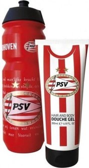 PSV Douchegel &amp; bidon - Giftset - Voetbal - Cadeautjes - Rood/Wit