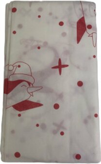 Pinguin Tafelkleed LIDWINA - Wit / Rood - Kerst - Stevig Papier - 200 x 140 cm
