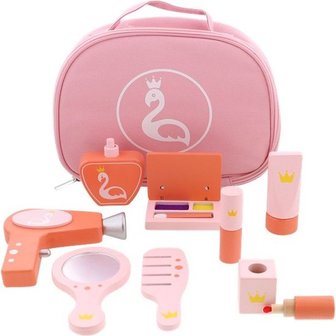 Mini Matters Beauty Set - Roze - Houten Speelgoed - Met Opbergetui - 8 Tools - 3+