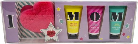I Love MOM cadeau pakket met sleutelhanger - Showergel / Body Scrub / Body Lotion - Multicolor - Cadeau Pakket - Moederdag - Ve