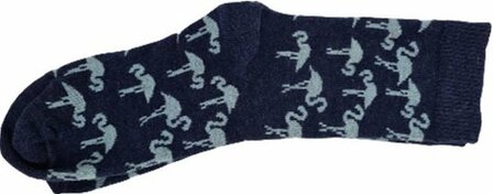 Warme sokken - Huissokken - Flamingo - Blauw - One size - maat 35-38 - Set van 2