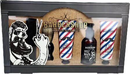 Barbershop Haircuts &amp; Shave pakket - Zwart / Bruin - Shampoo / After Shave / Body Wash - Vaderdag - Verjaardag - Baard Cade