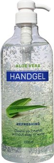 Aloe Vera handgel - Met pomp - Hand reiniging - Handgel - Zonder water of zeep - 1000 ml