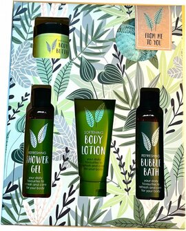 Planten geschenkset - 3 in 1 - Body lotion - Showergel - Bubbelbadgel - Groen - 315 ml