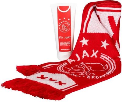 Ajax geschenkset - Douchegel - Fansjaal - Rood/Wit - 200ml - Cadeau - Feestdagen - Voetbal
