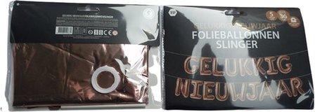 Folieballon slinger "Gelukkig Nieuwjaar" - Rose Goud - Folie - 5 m - Nieuw jaar - Oud en Nieuw - 31 December - Wi
