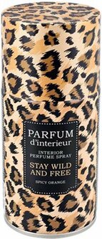 Interieurparfum "Stay Wild And Free" Spicy Orange - Zwart / Bruin - Metaal / Kunststof - 250 ml - Huisspray - Int