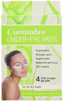 Oogmaskers komkommer - Wit / Groen - One Size - Kunststof - Set van 2 x 4 oogmaskers - Spa - Masker - Mask - Gezichtsmasker - O