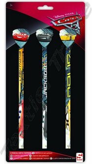 Cars 3 potloden met gum - Multicolor - Set van 3