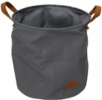 Luxe opbergmand met handvaten DANNY - Grijs - Kunststof - &oslash; 34 x h 35 cm - Opbergmand - Mand - Cadeau - Interieur - Wone