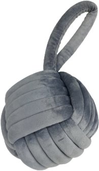 Deurstopper knoopbal met lus - Grijs - Polyester / Kunststof - &oslash; 15 cm - Deurstopper - Interieur - Huis - Thuis - Wonen