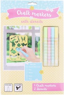 Raamstiften met stencils pasen - Multicolor - Karton / Kunststof - 6 Delig - Pasen - Paashaas - Lente - Easter